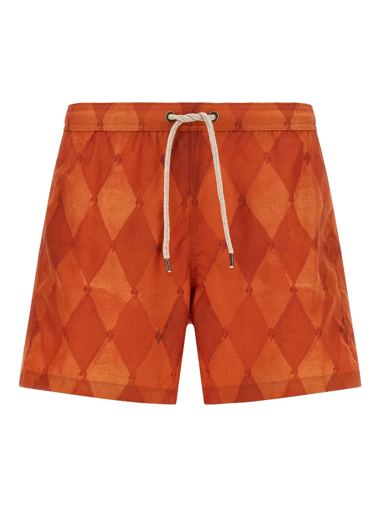Orange Polyester Swim Shorts