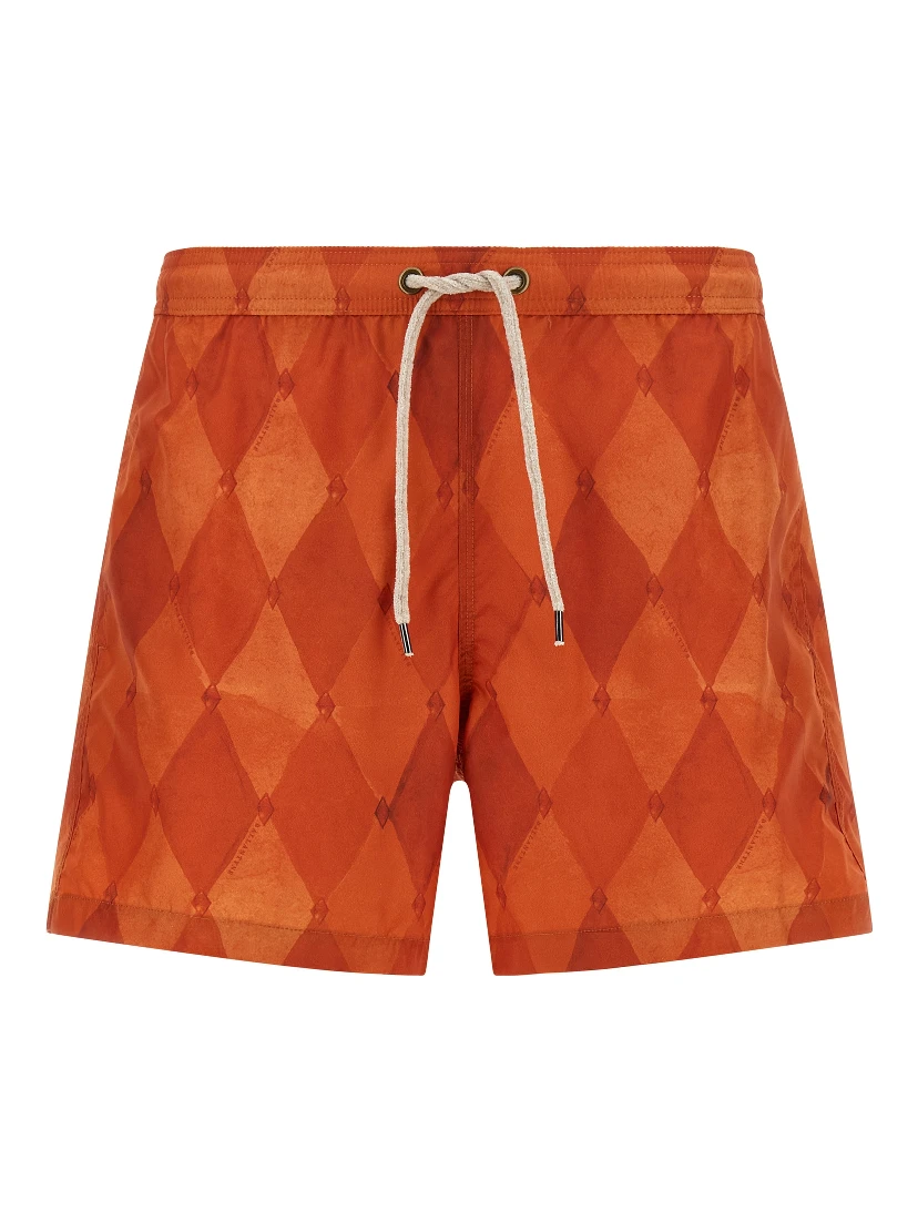 Orange Polyester Swim Shorts