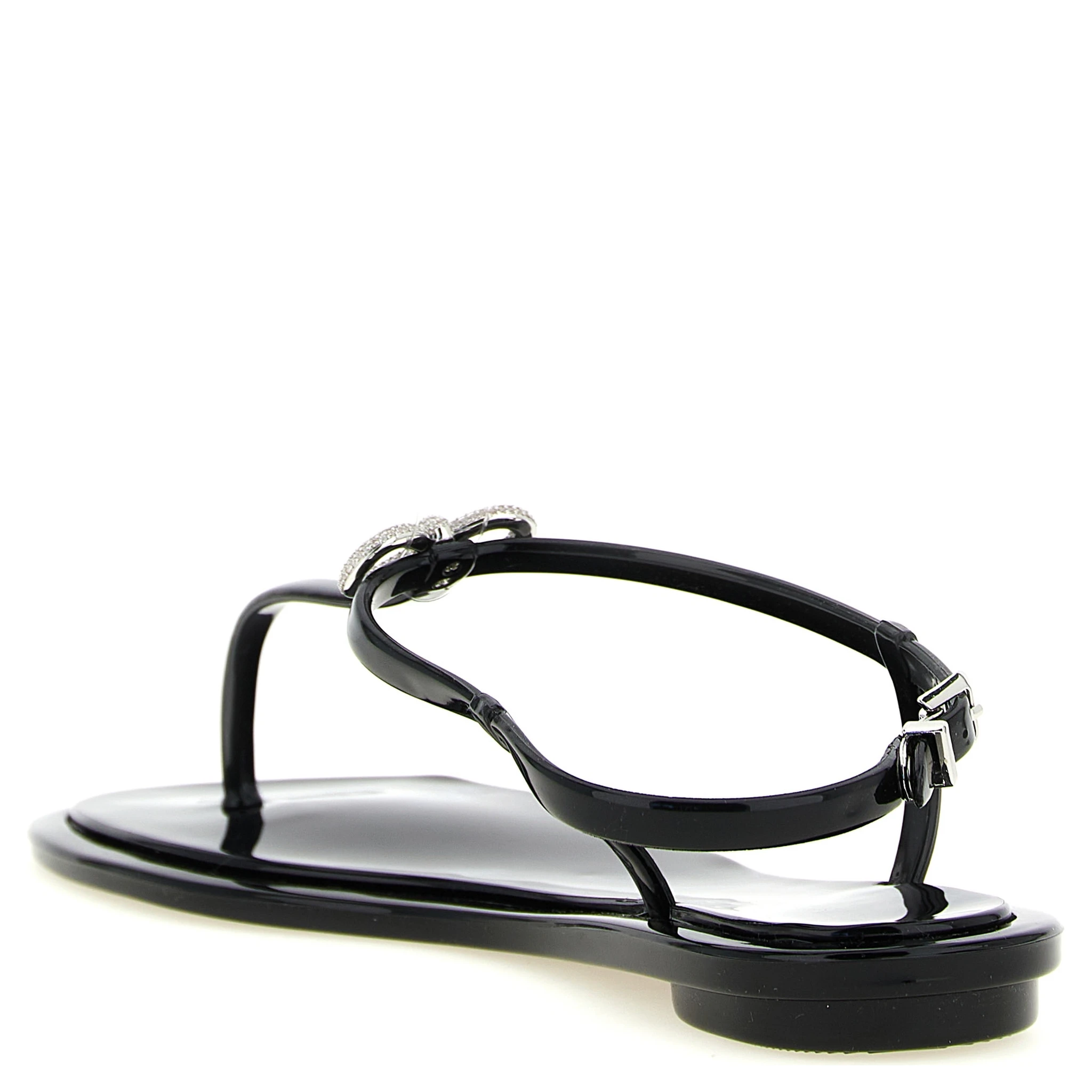 Black Pvc Flat Sandals