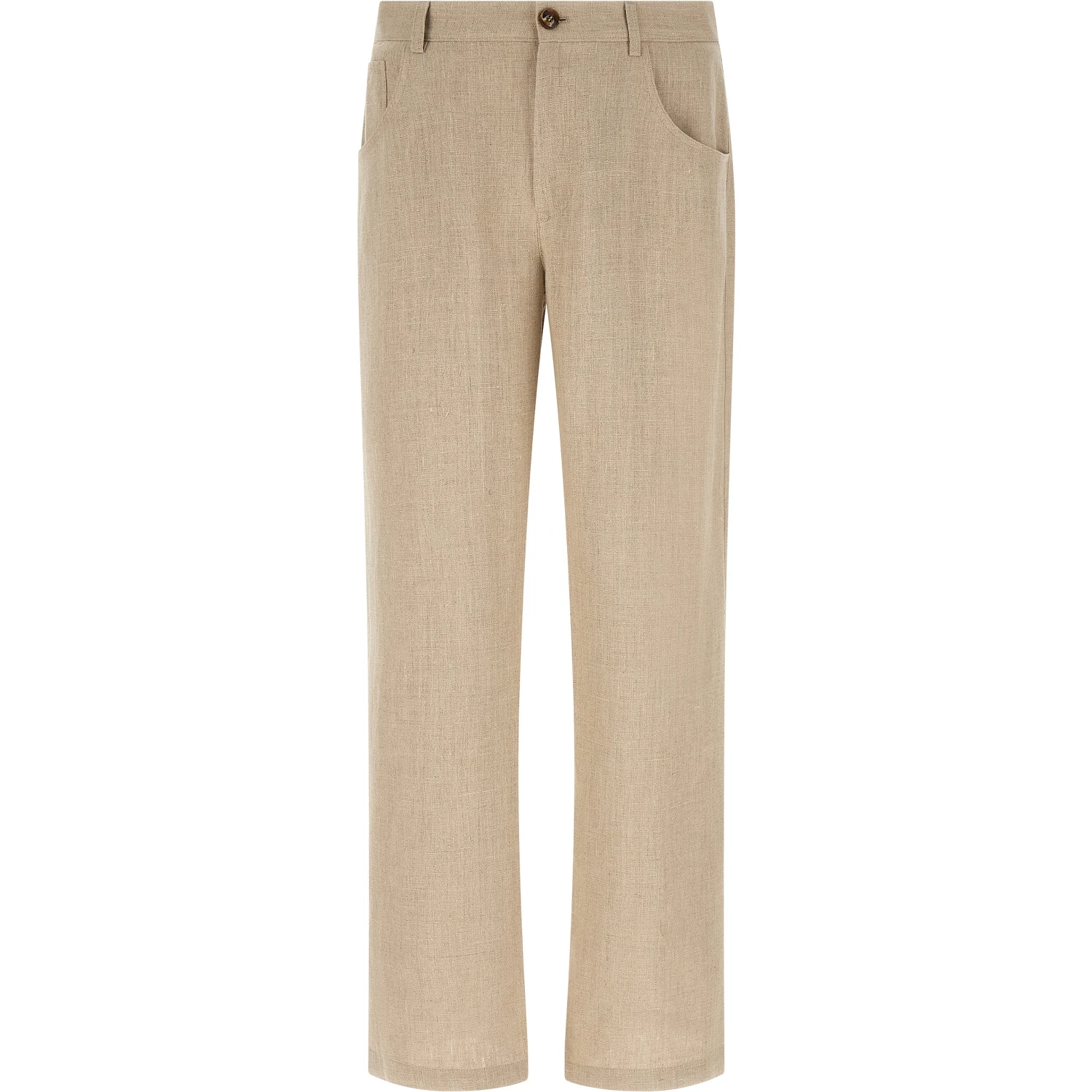 Beige Linen Casual Pants