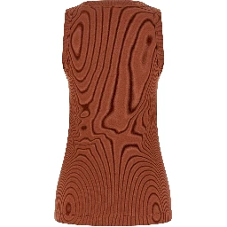 Brown Cotton Sleeveles T-Shirt