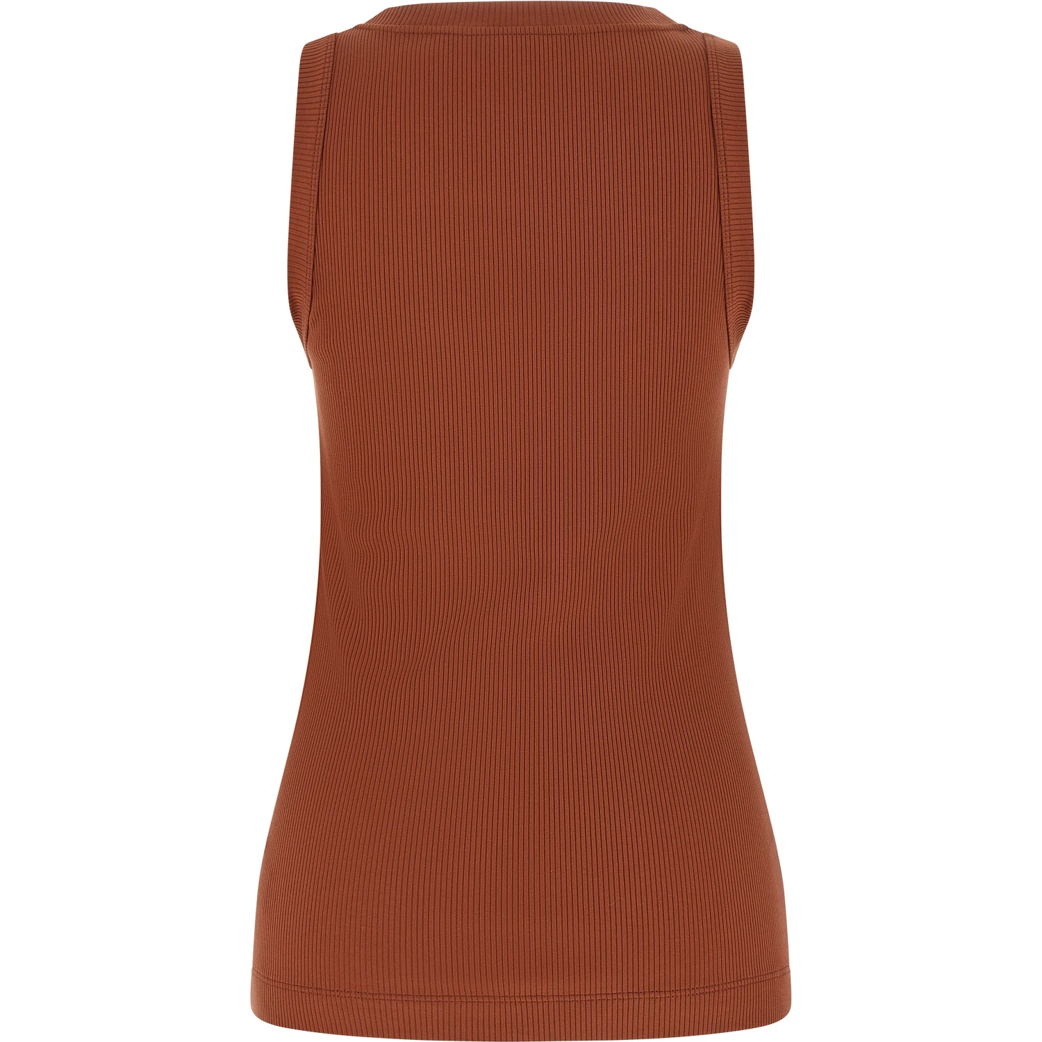 Brown Cotton Sleeveles T-Shirt