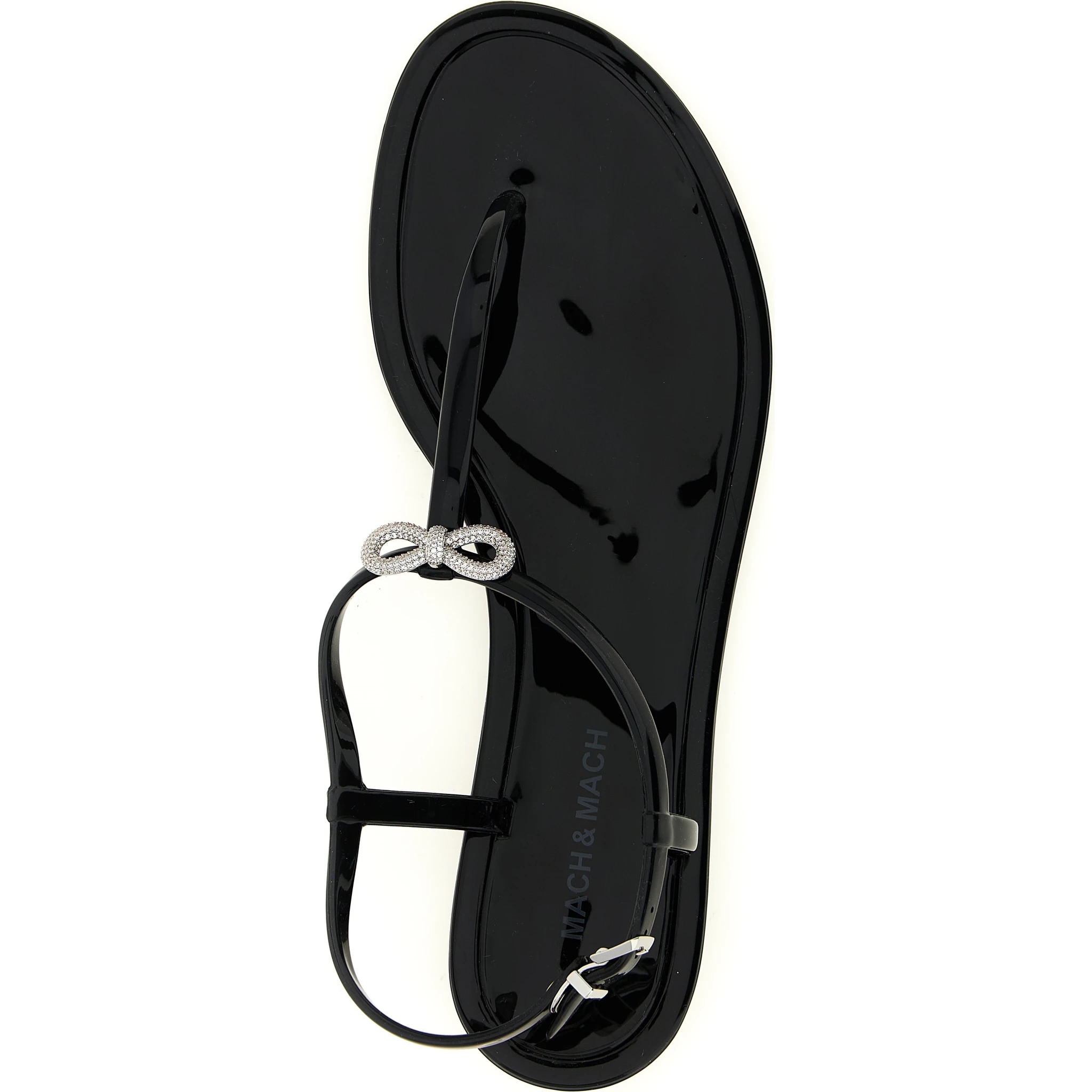 Black Pvc Flat Sandals