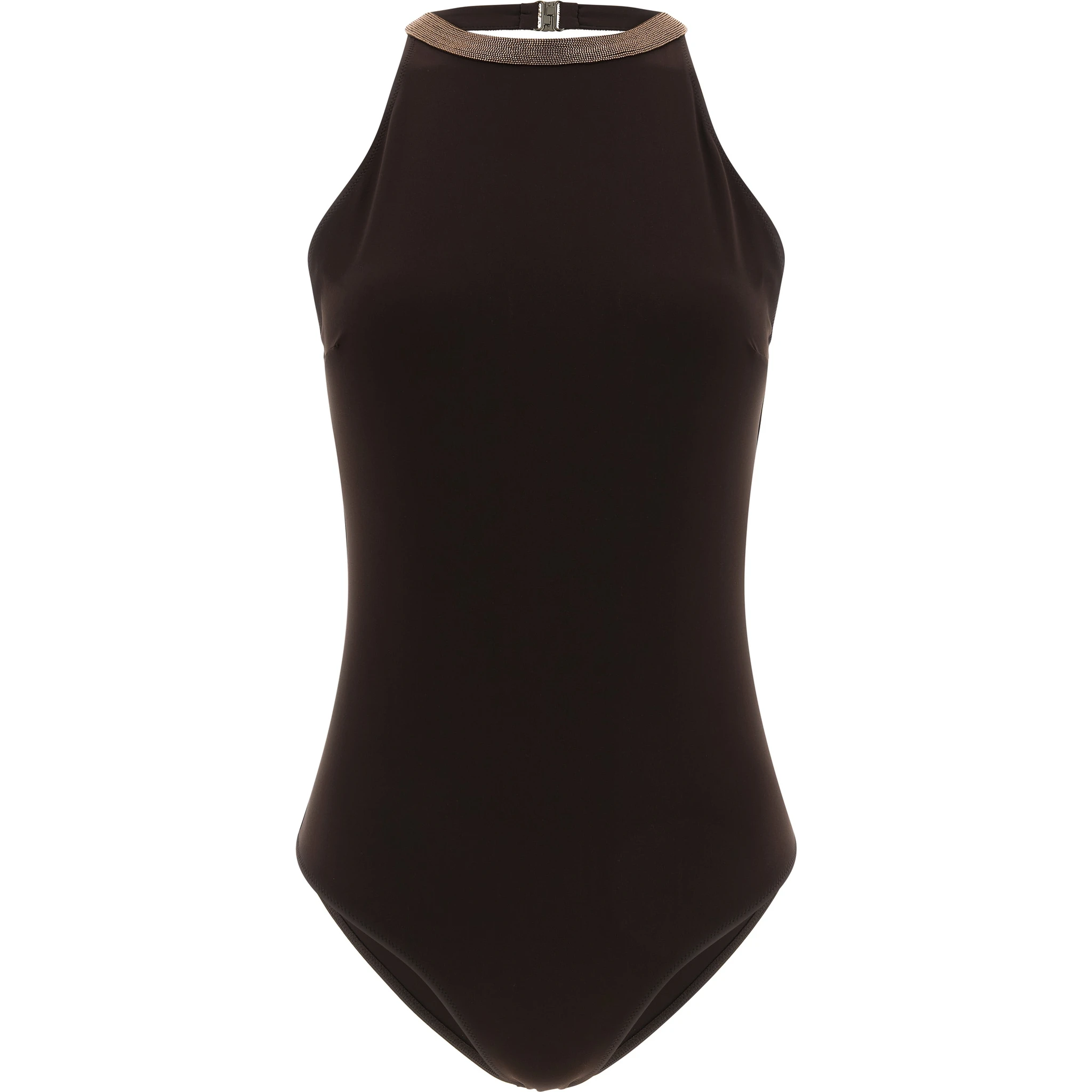 Brown Polyamide One-Piece Swimsuit