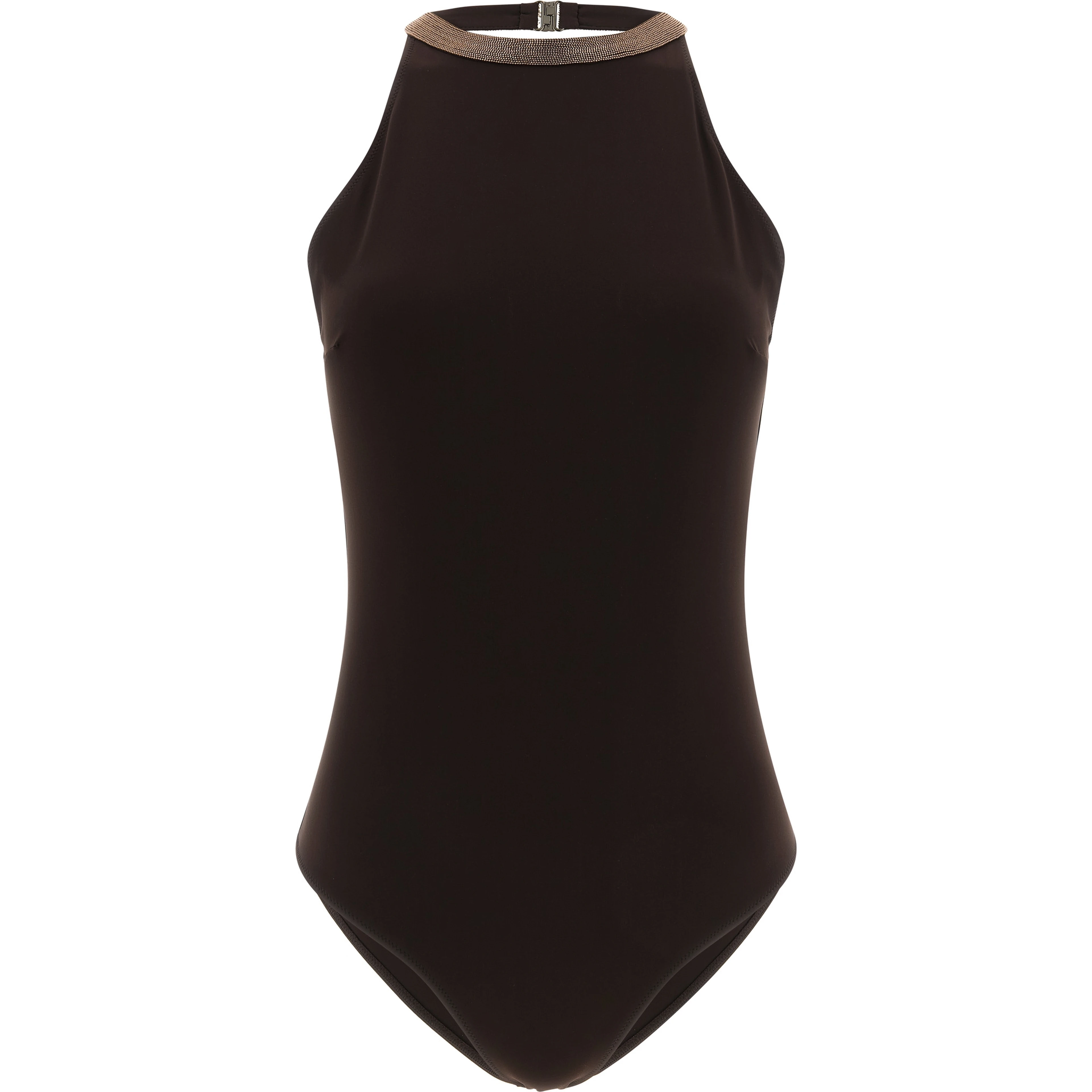 Brown Polyamide One-Piece Swimsuit