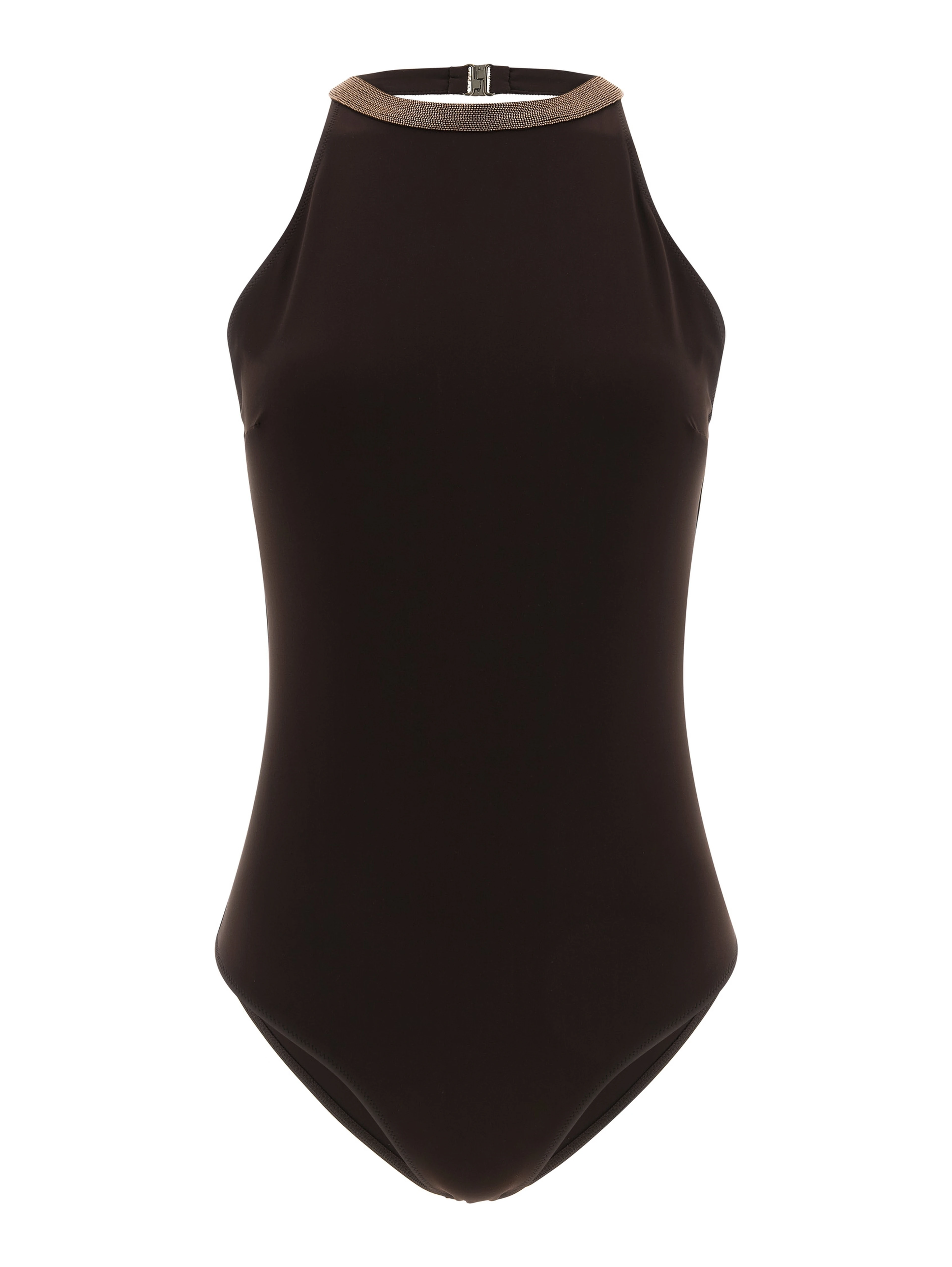 Brown Polyamide One-Piece Swimsuit