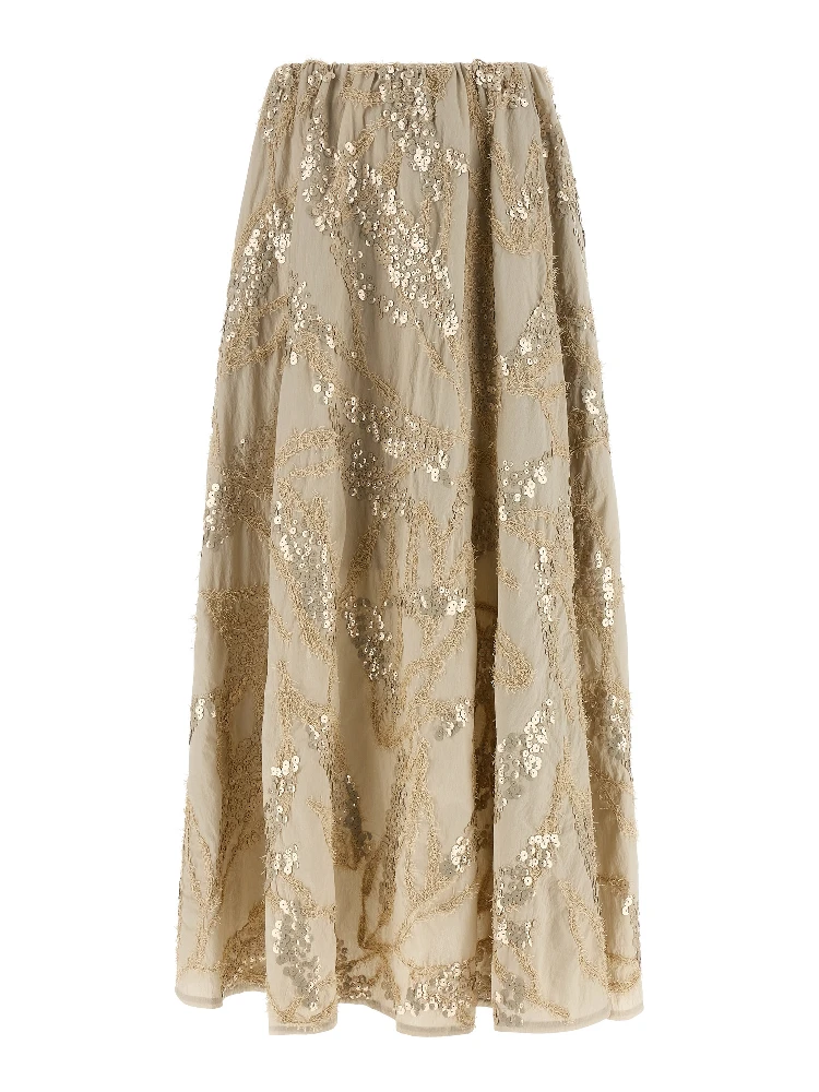 Beige Cotton Mini Skirt