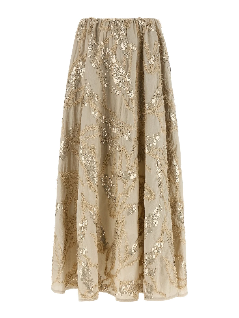 Beige Cotton Mini Skirt