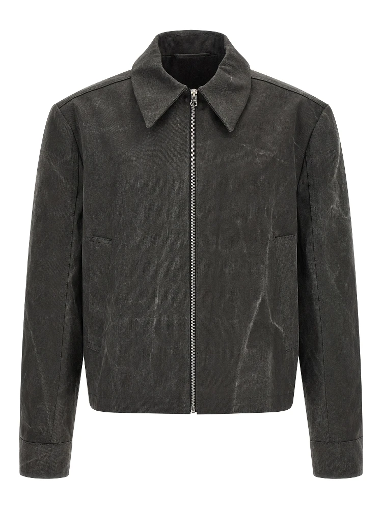 Gray Cotton Full-Length Jacket