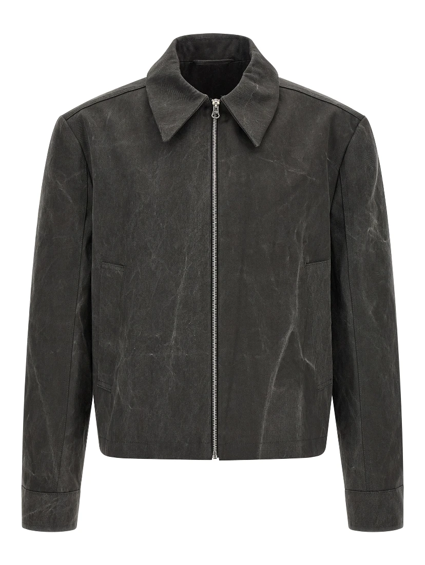 Gray Cotton Full-Length Jacket