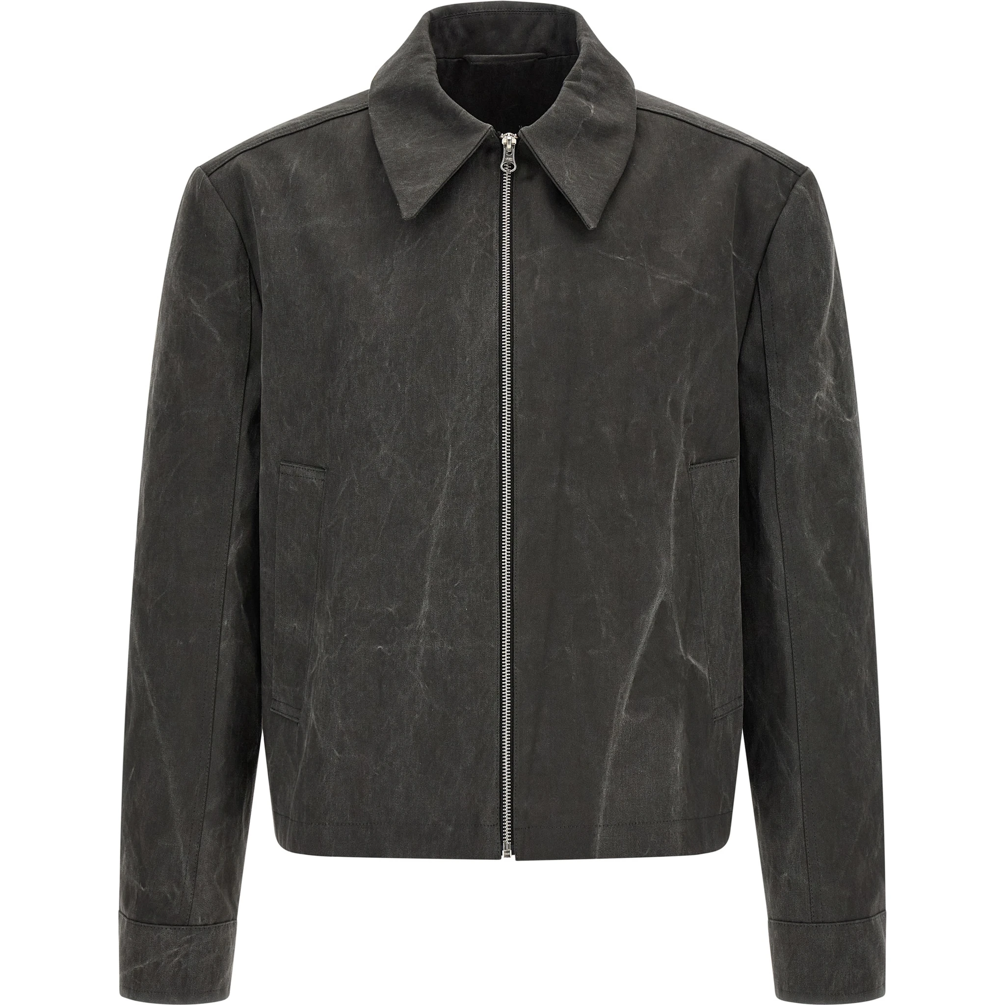 Gray Cotton Full-Length Jacket