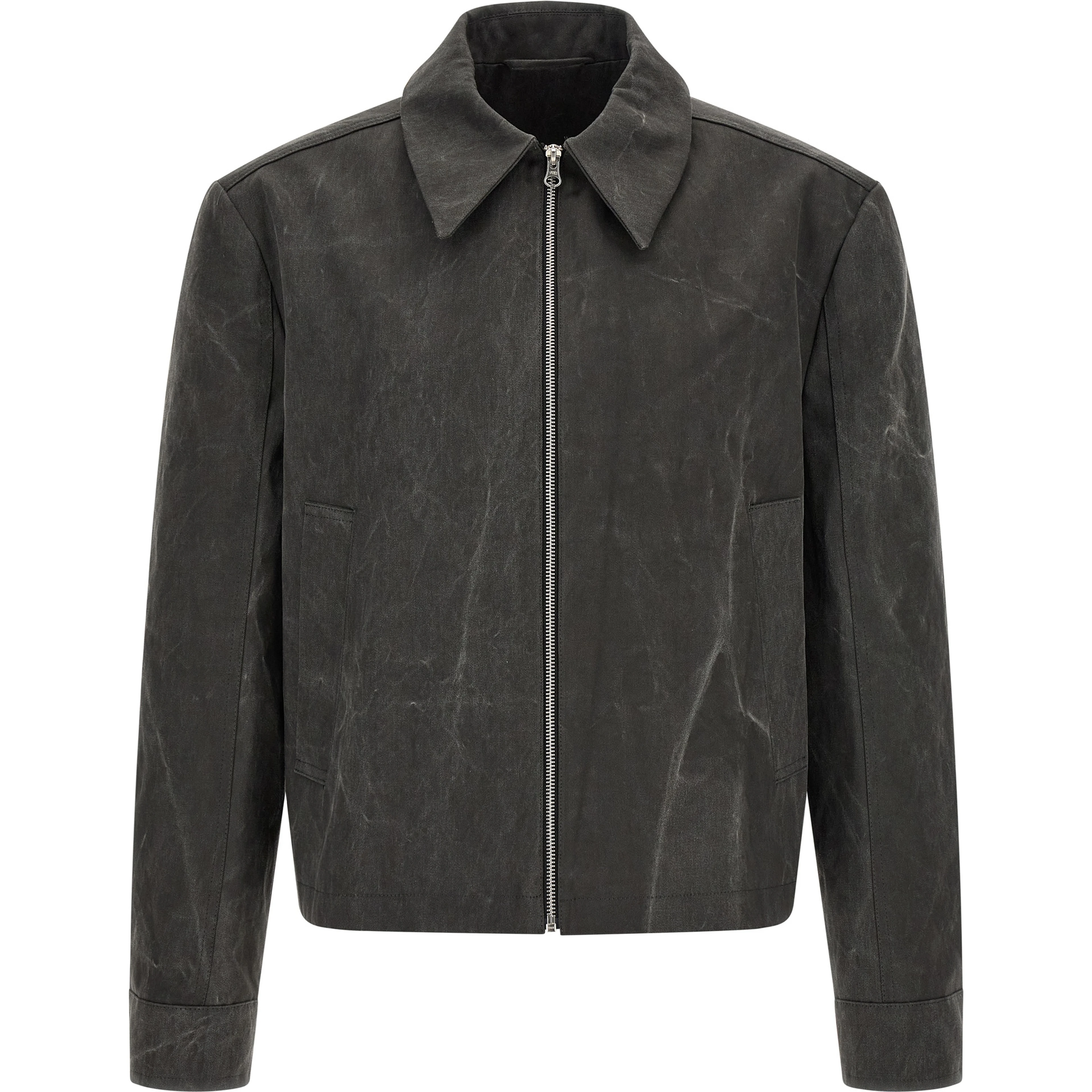 Gray Cotton Full-Length Jacket