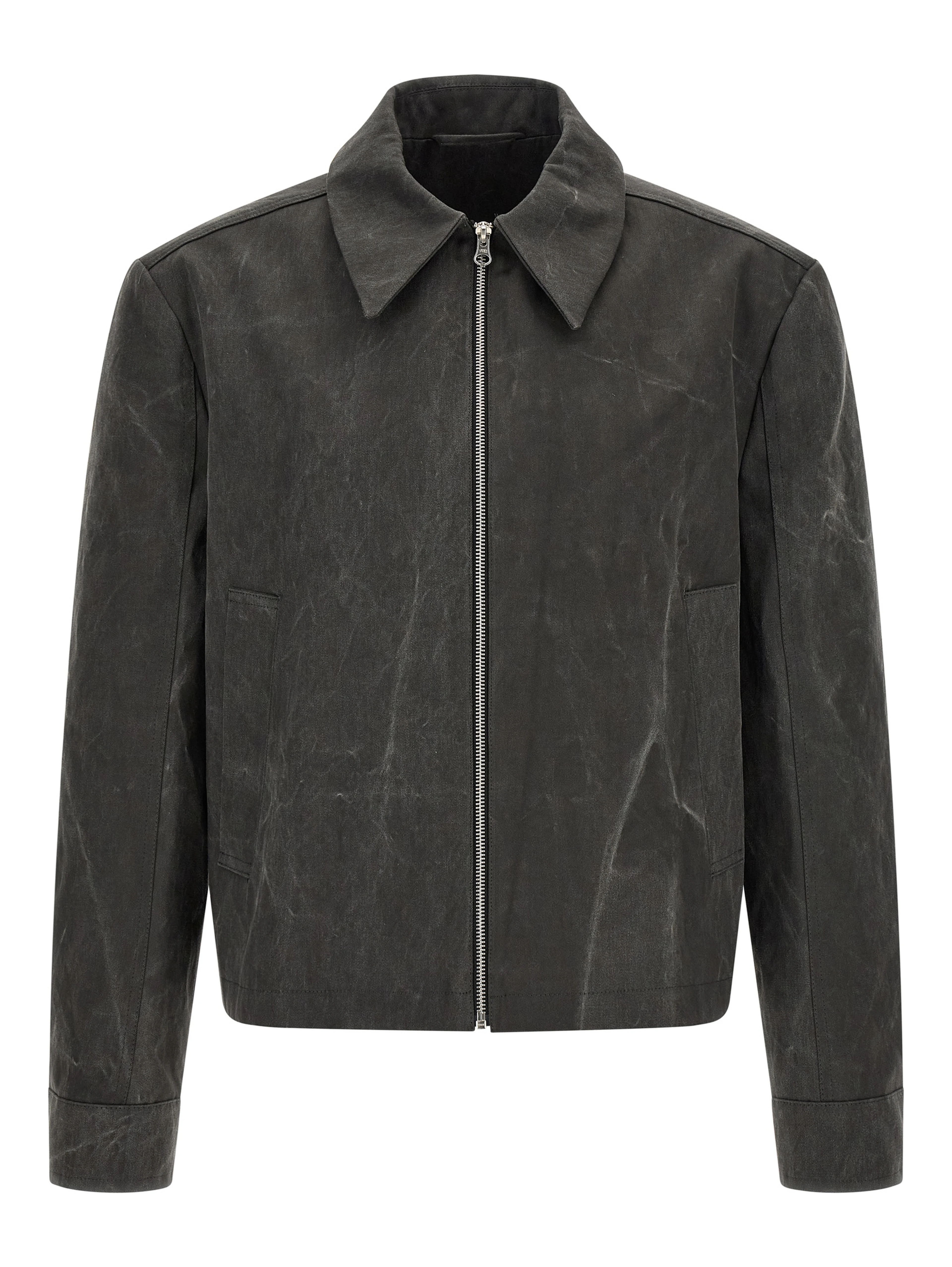 Gray Cotton Full-Length Jacket