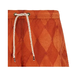 Orange Polyester Swim Shorts