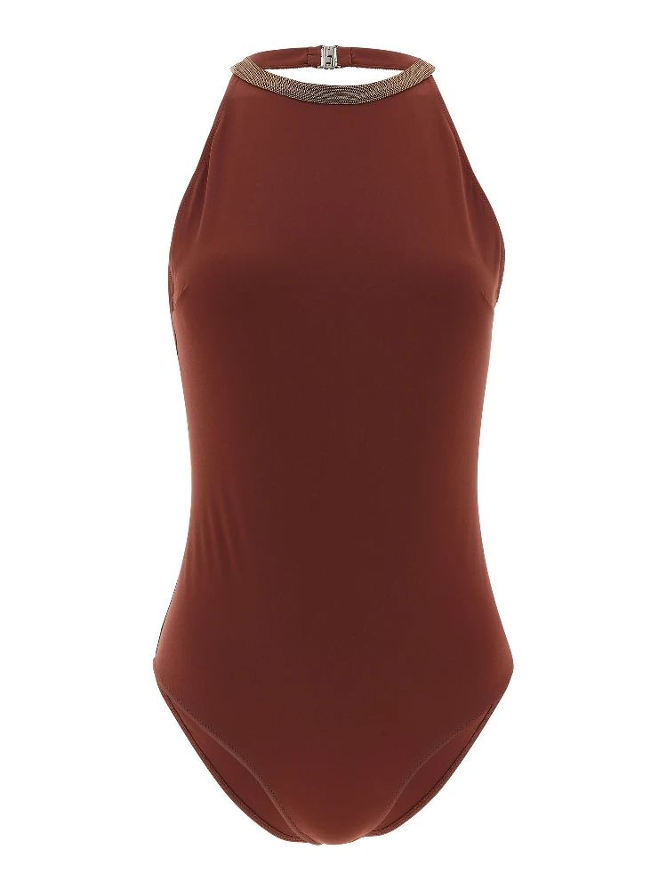 Bordeaux Polyamide One-Piece Swimsuit