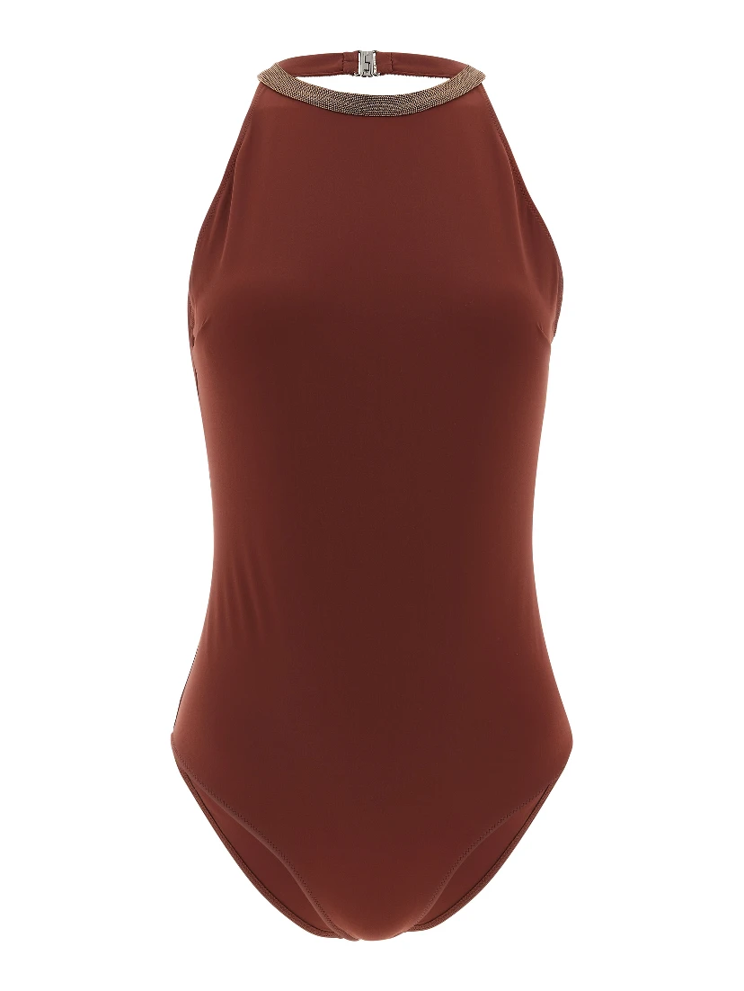 Bordeaux Polyamide One-Piece Swimsuit