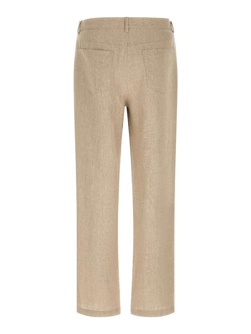 Beige Linen Casual Pants