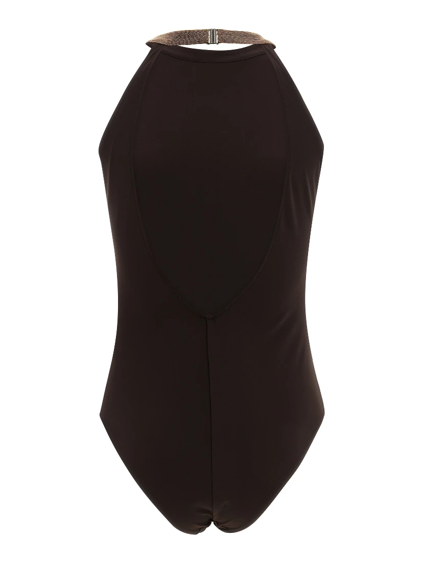 Brown Polyamide One-Piece Swimsuit