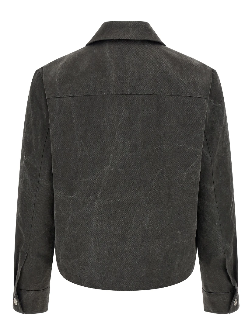 Gray Cotton Full-Length Jacket