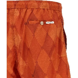 Orange Polyester Swim Shorts