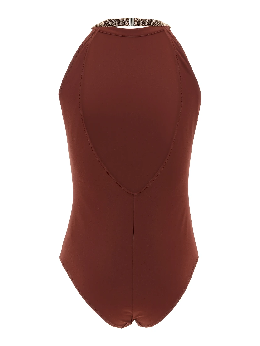 Bordeaux Polyamide One-Piece Swimsuit