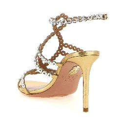 Gold Lamb Leather Stiletto Heel Sandals