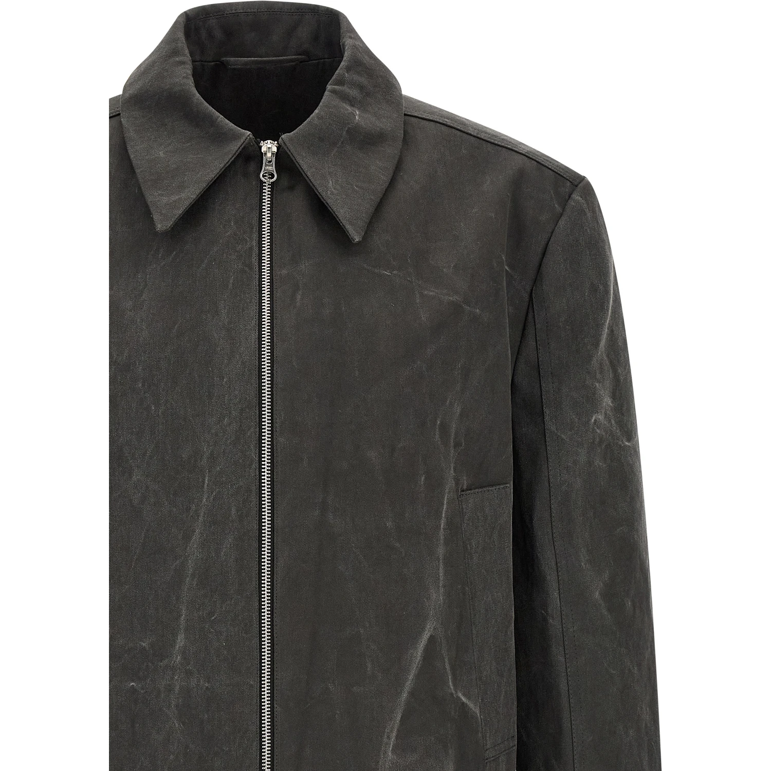 Gray Cotton Full-Length Jacket