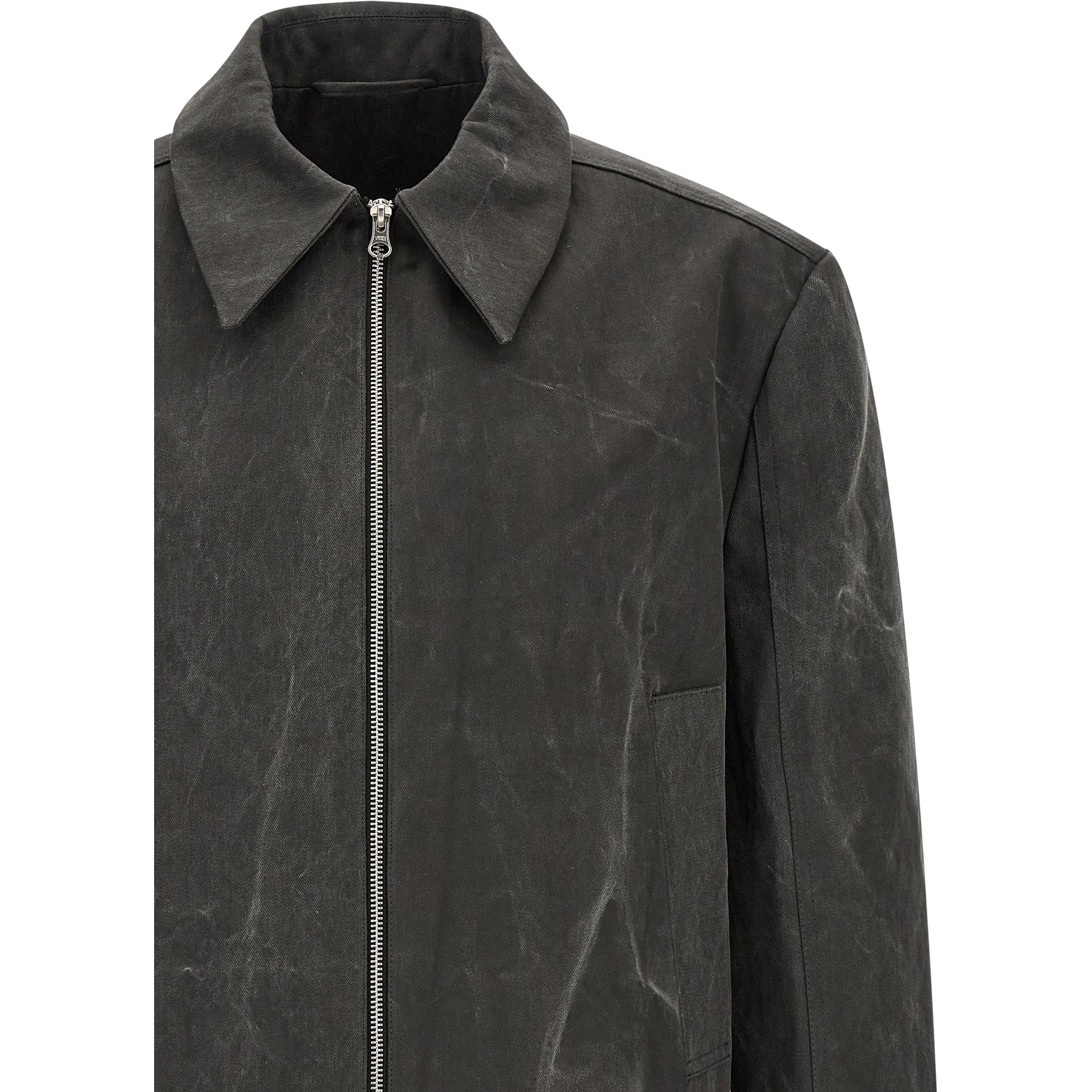 Gray Cotton Full-Length Jacket