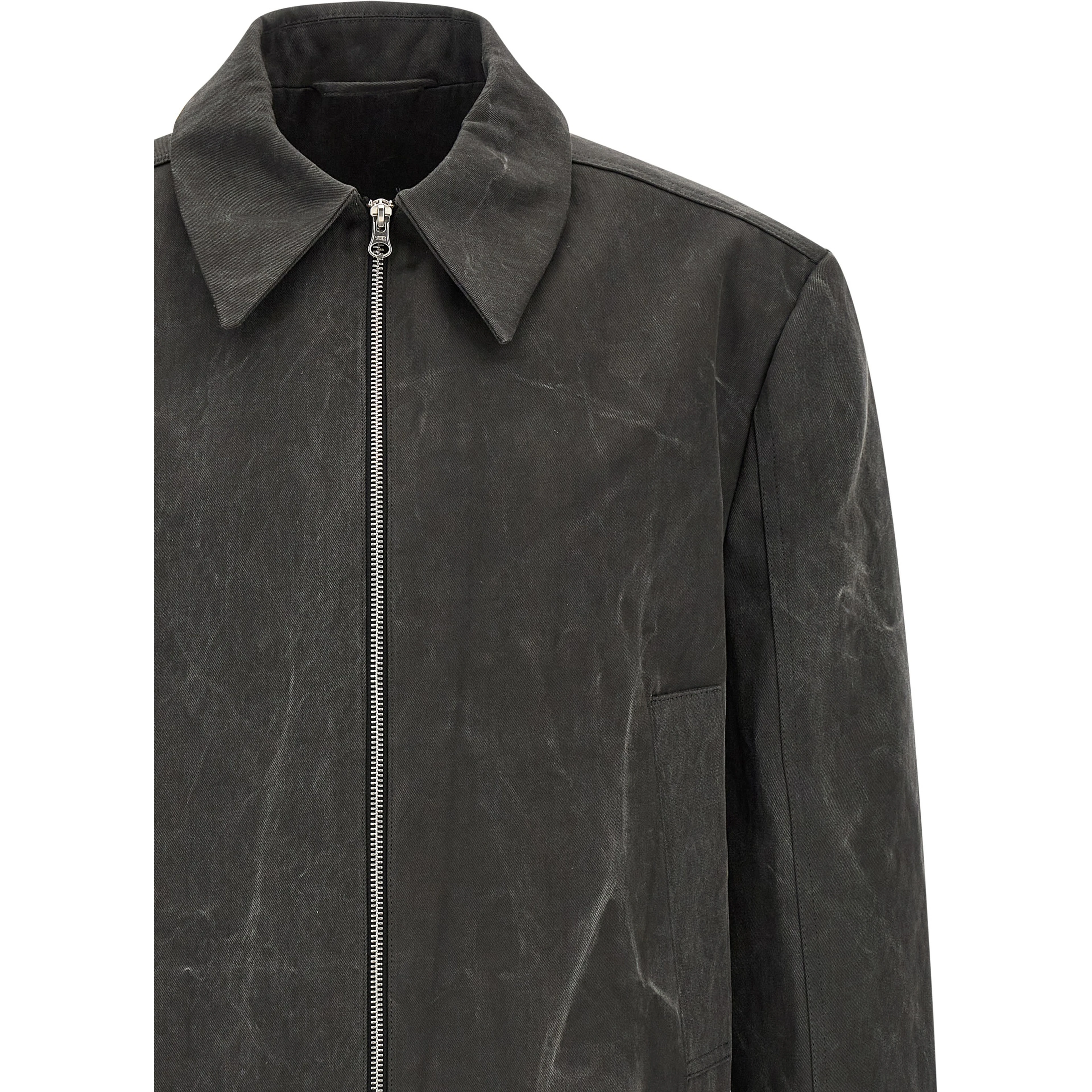 Gray Cotton Full-Length Jacket