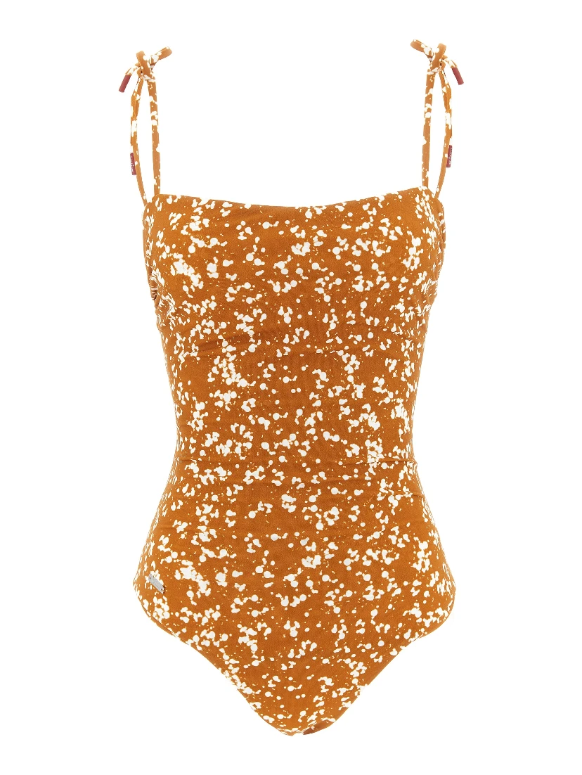 Brown Polyamide One-Piece Swimsuit