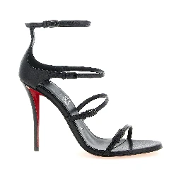 Black Goatskin Stiletto Heel Sandals