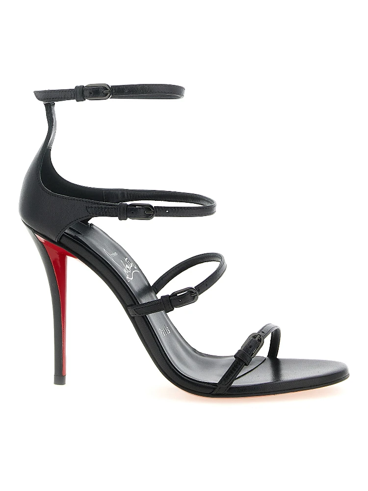 Black Goatskin Stiletto Heel Sandals