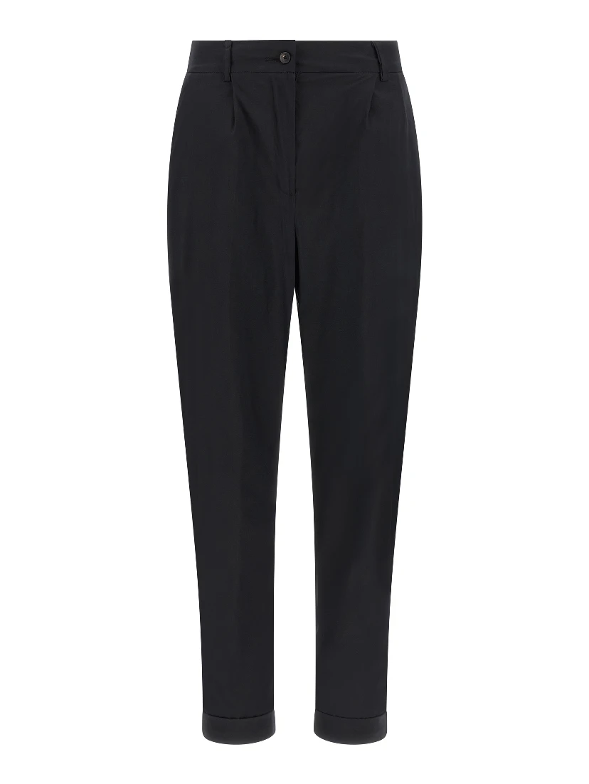 Black Cotton Casual Pants