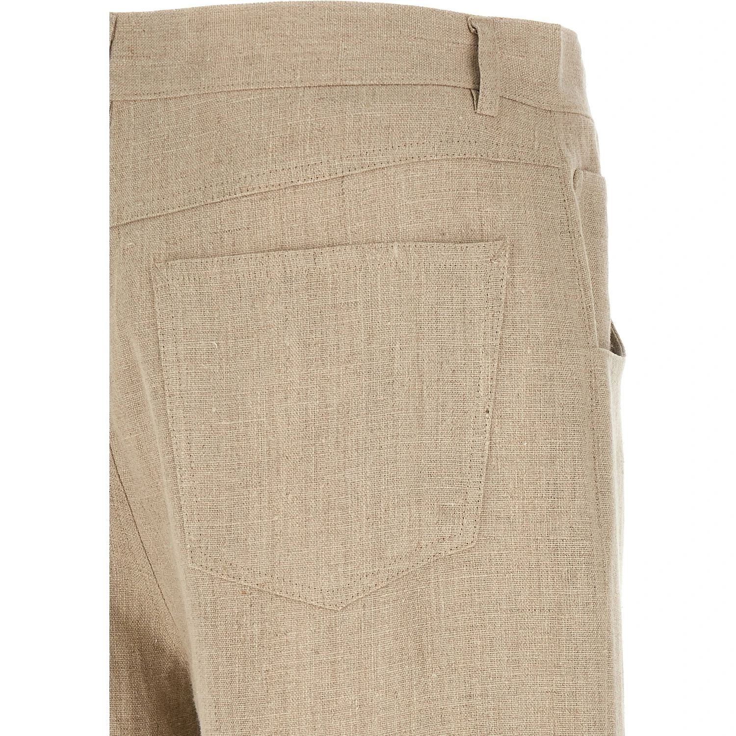 Beige Linen Casual Pants