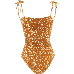 Brown Polyamide One-Piece Swimsuit