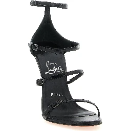 Black Goatskin Stiletto Heel Sandals