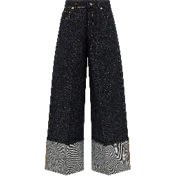 Blue Cotton Flared Jeans
