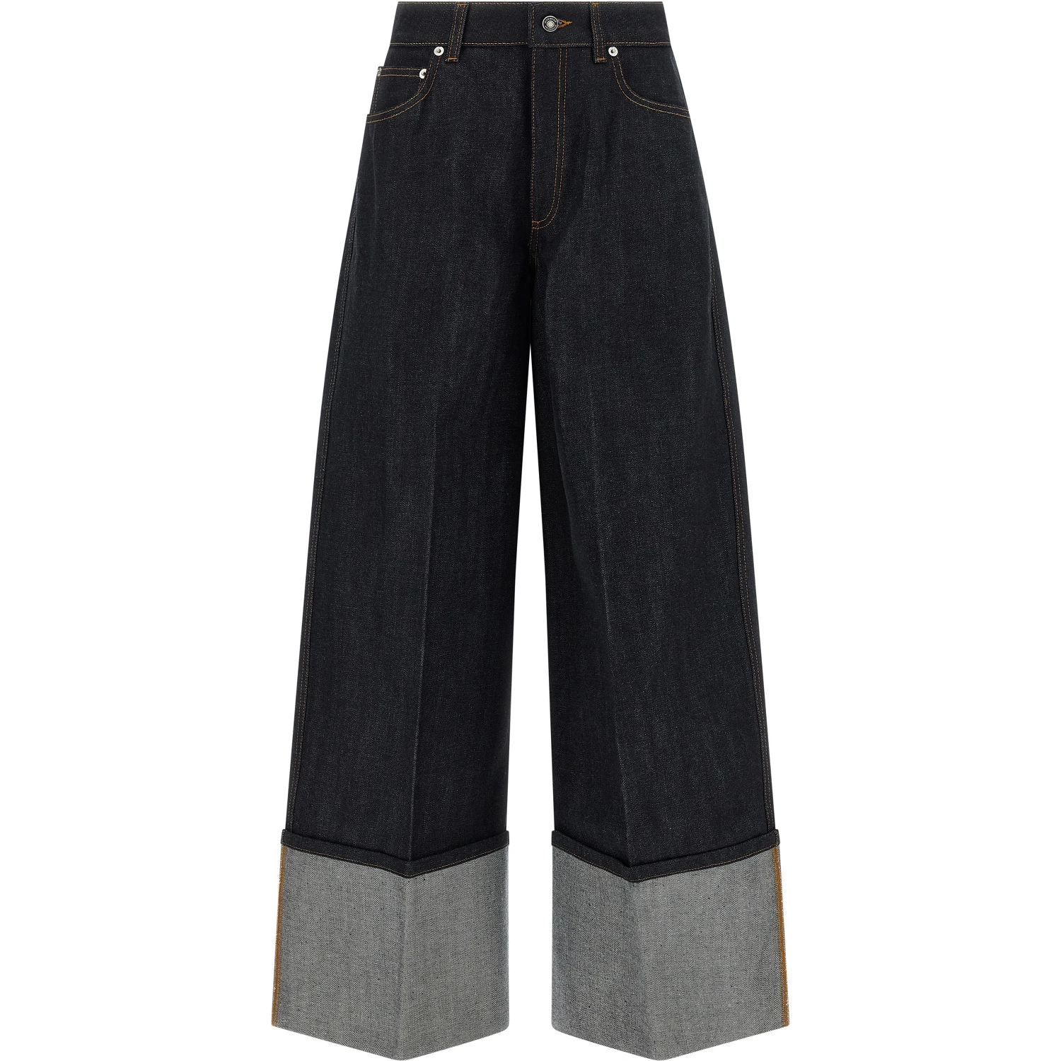 Blue Cotton Flared Jeans