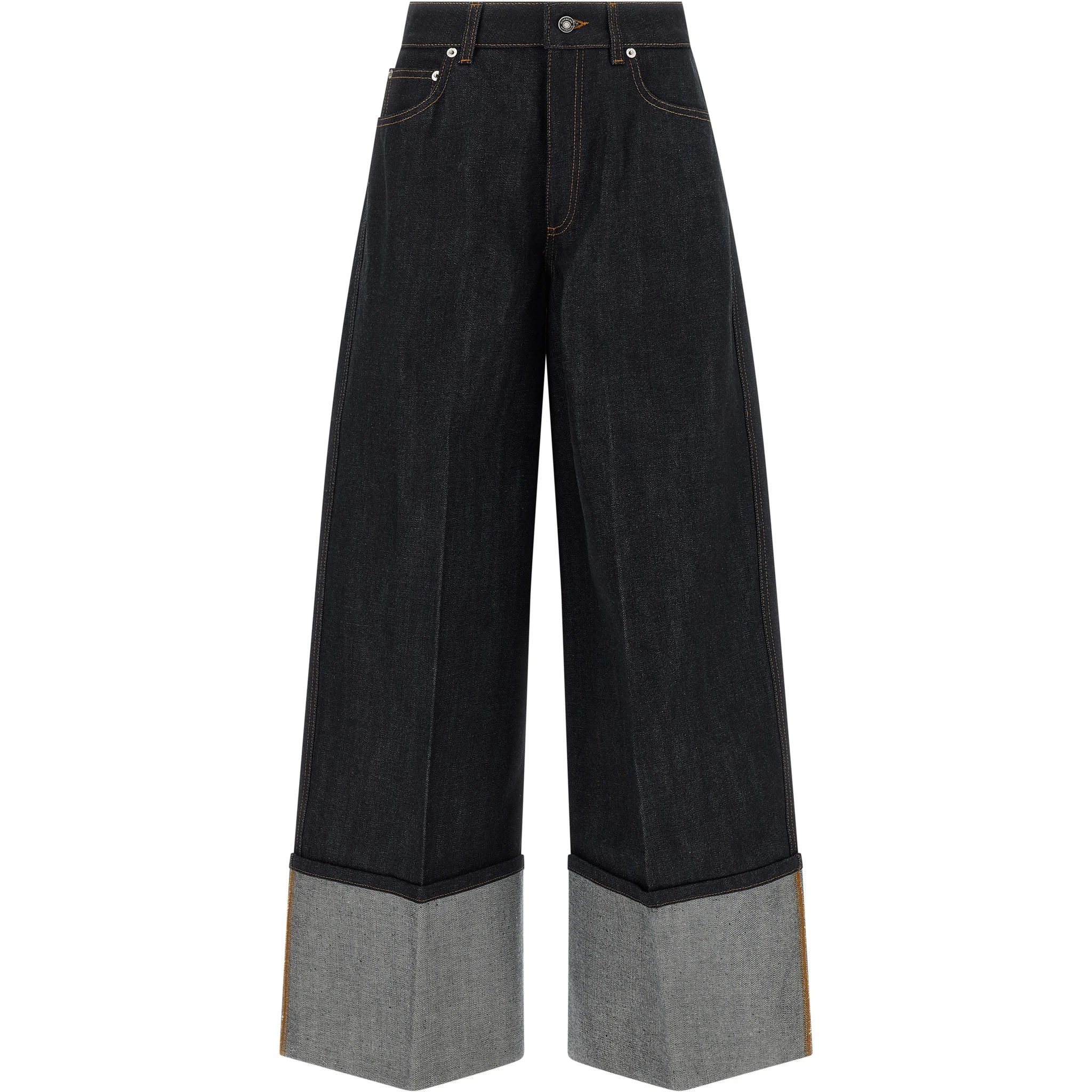 Blue Cotton Flared Jeans