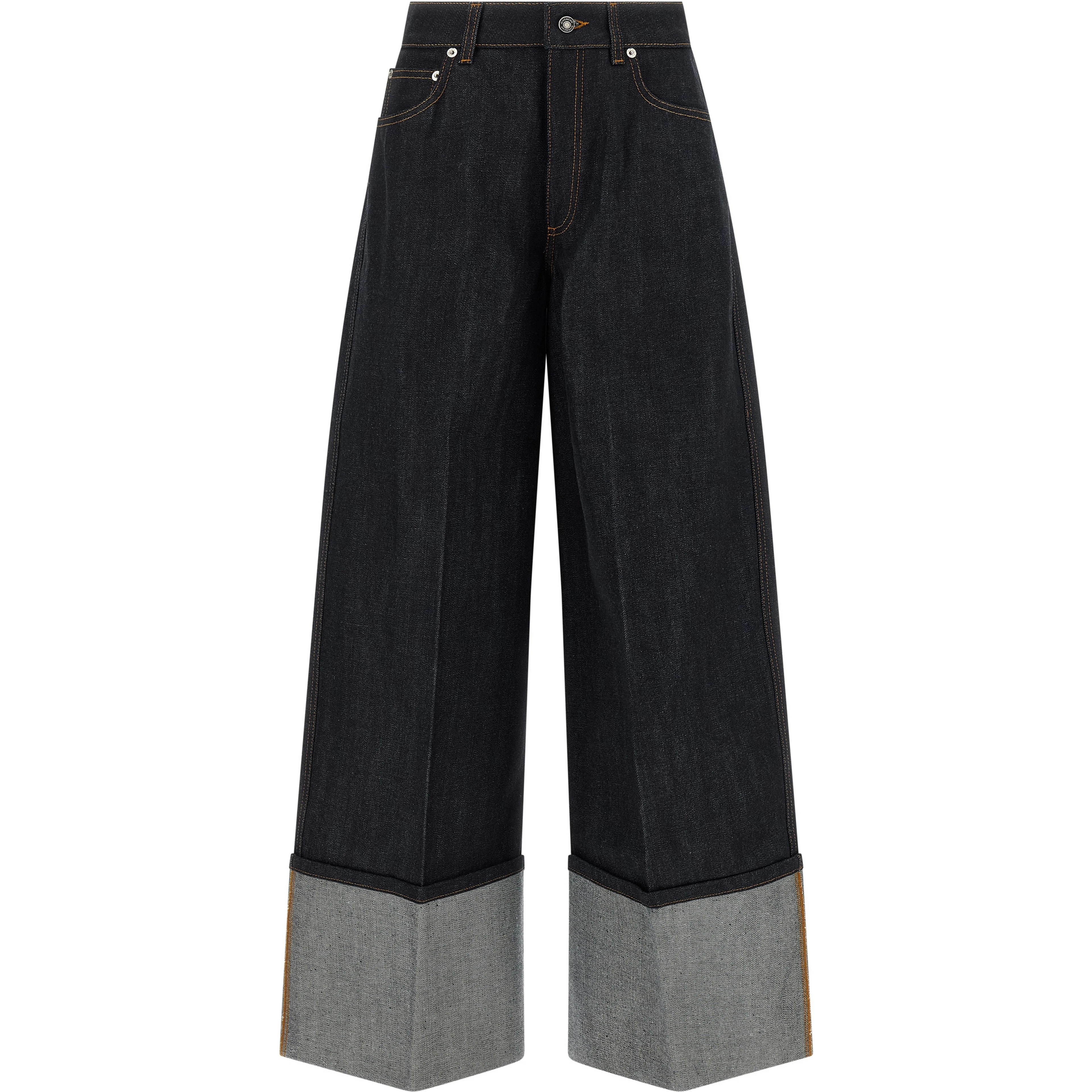 Blue Cotton Flared Jeans