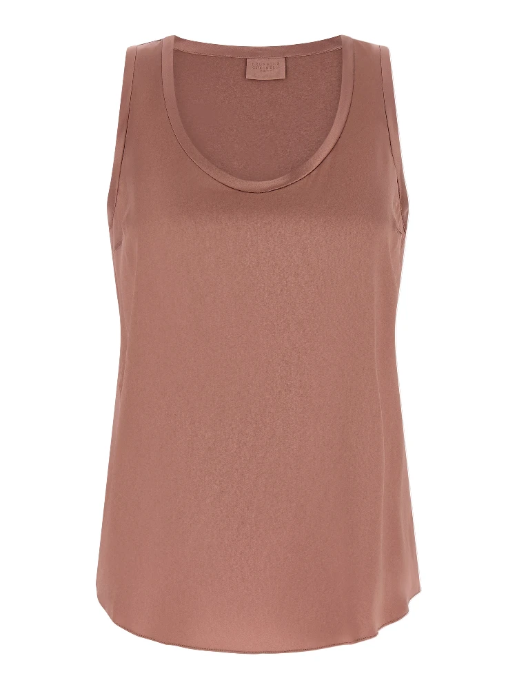 Multicolor Silk Sleeveles T-Shirt