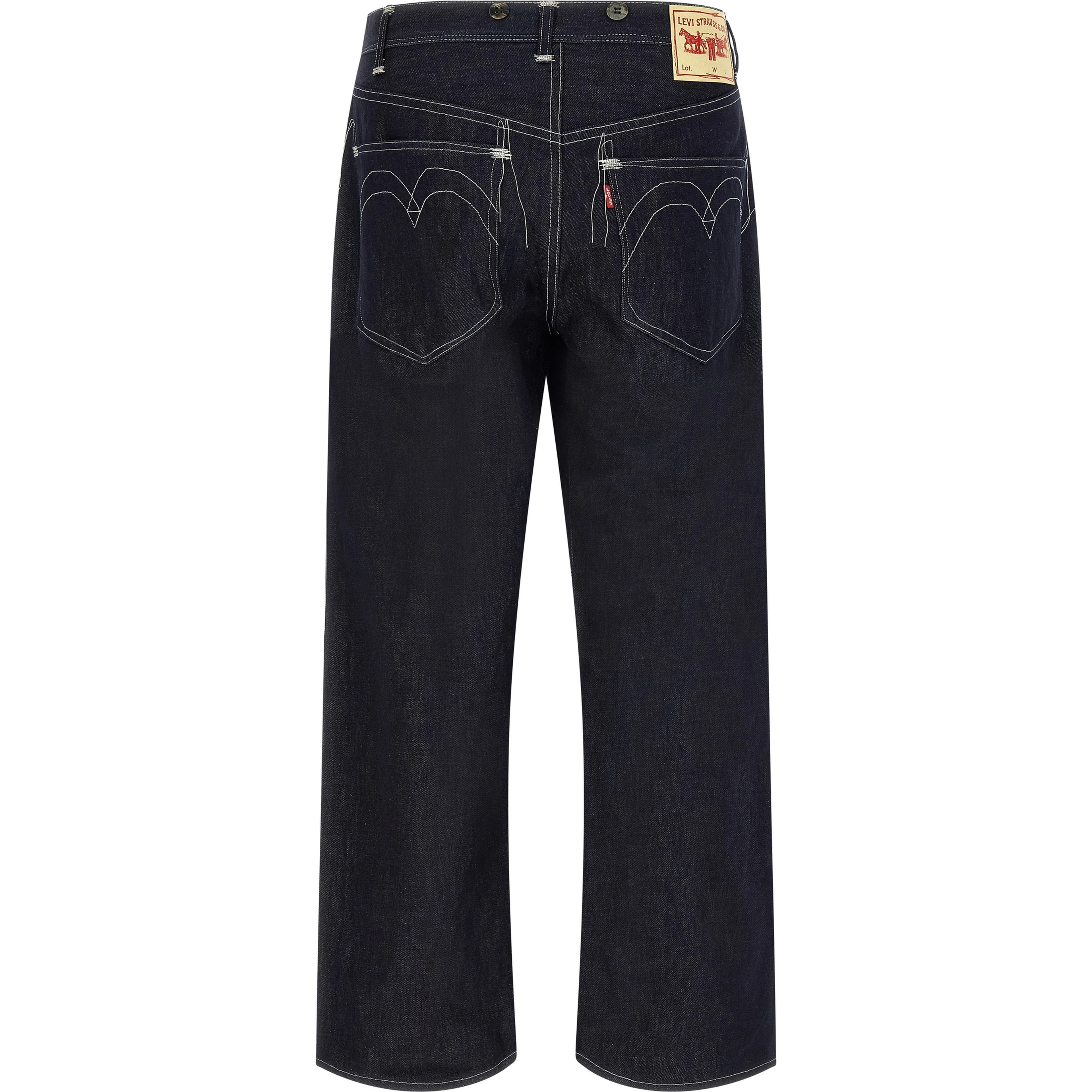 Blue Cotton Straight-Leg Jeans