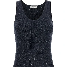 Blue Cashmere Sleeveles T-Shirt