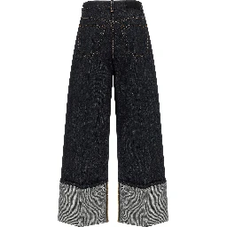 Blue Cotton Flared Jeans