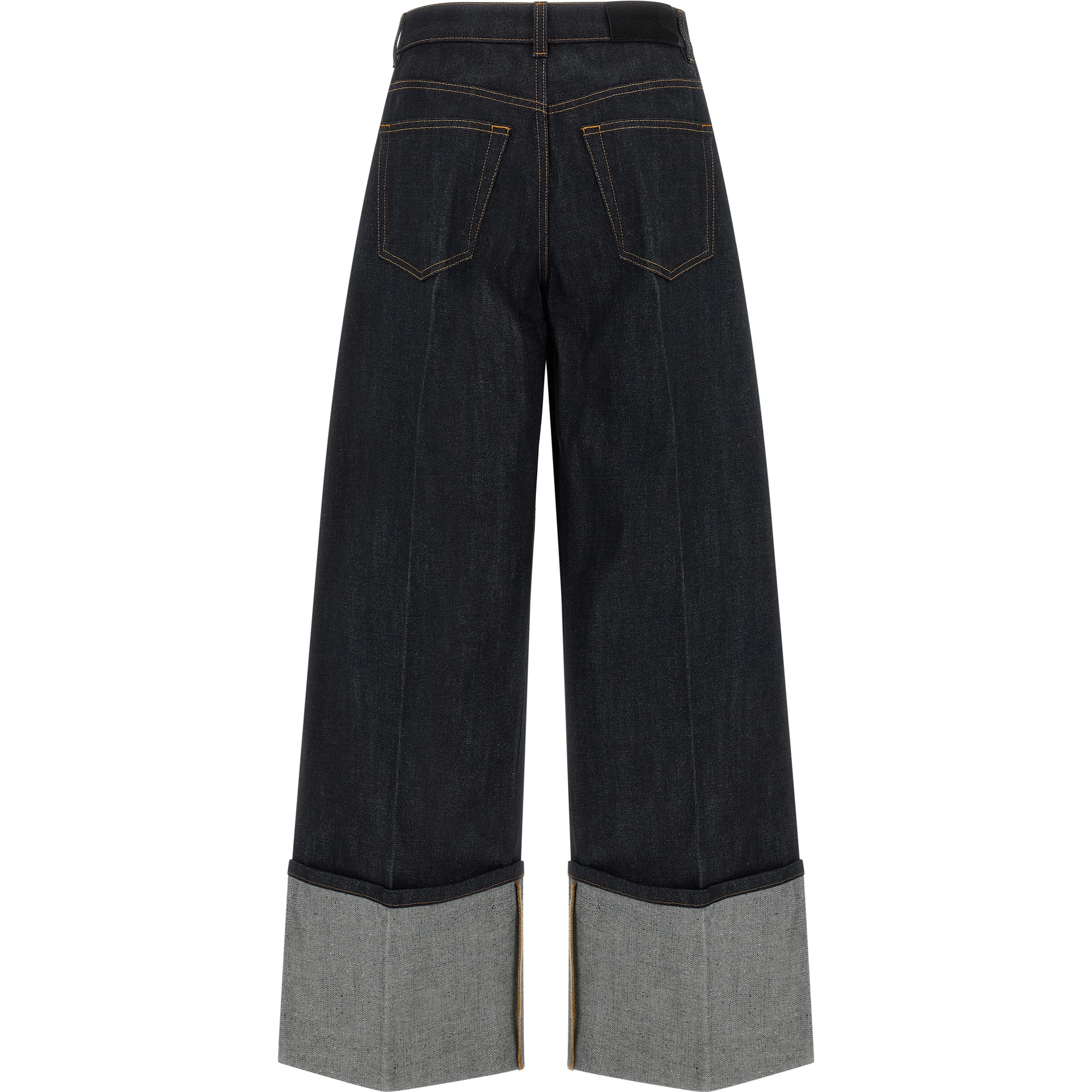 Blue Cotton Flared Jeans