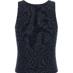 Blue Cashmere Sleeveles T-Shirt