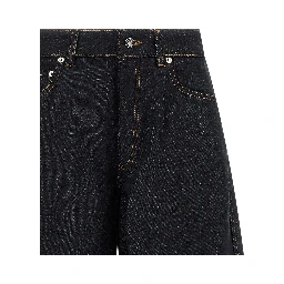 Blue Cotton Flared Jeans