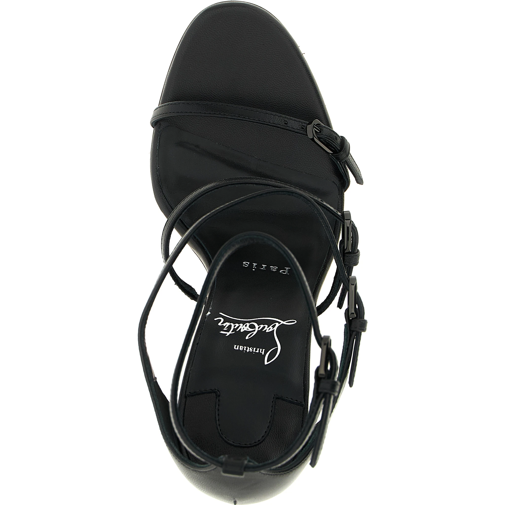 Black Goatskin Stiletto Heel Sandals