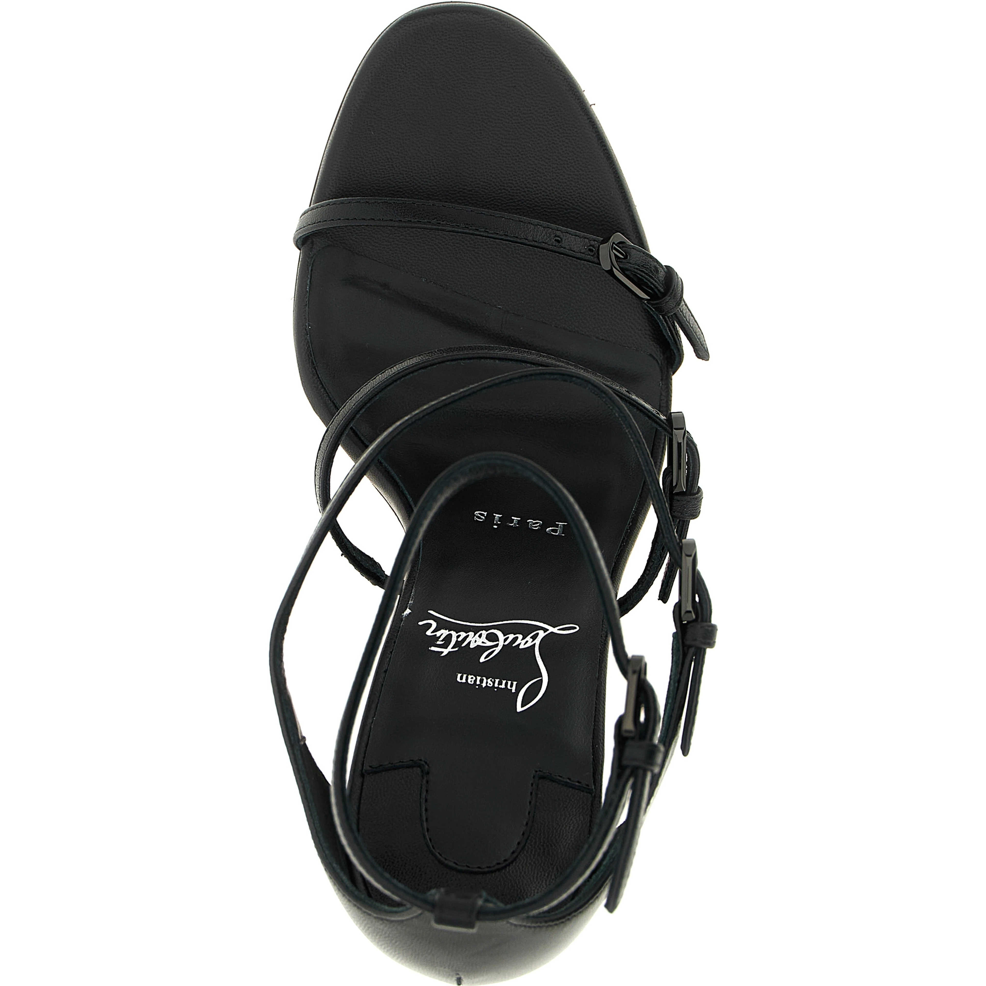 Black Goatskin Stiletto Heel Sandals