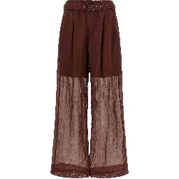 Bordeaux Cotton Flared Pants